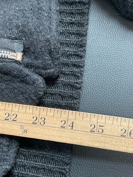 Vintage Wool Sweater Jacket Black Zipper Moto Knit Blend Iperico Size Large - Picture 7 of 7